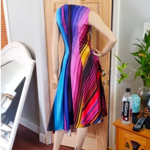 Rainbow Formal Asymmetric Stripe Multicolor Gown - Picture 10 of 11